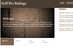 Website design and develoopment for Golf Pro Ratings by Anthony White