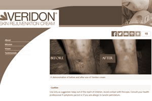 Website design and develoopment for Veridon Cream by Anthony White